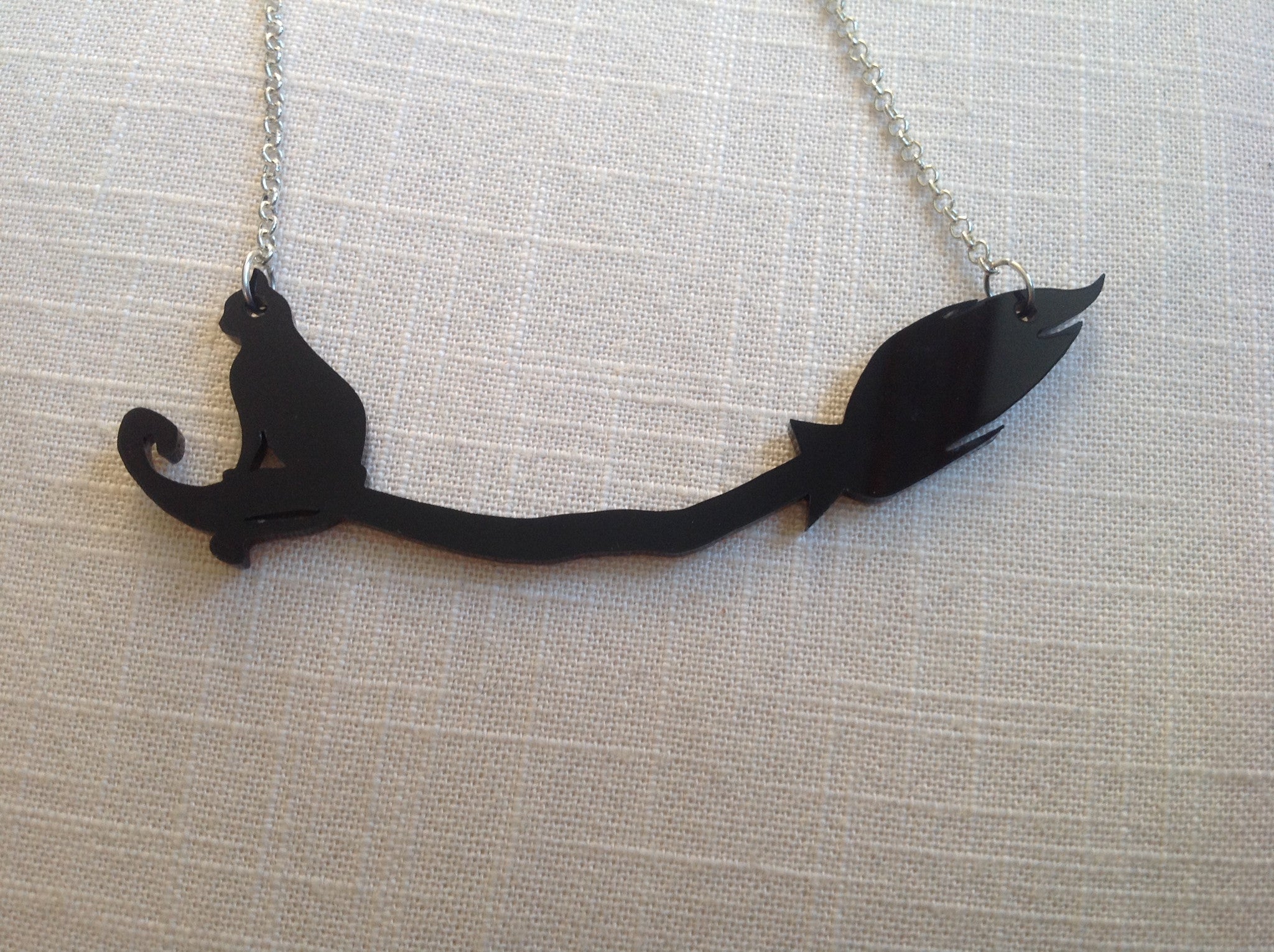 Black Cat & Broomstick Necklace