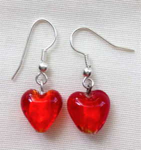 Earrings - Red Murano Hearts