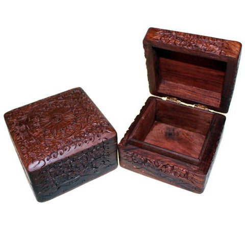 Wooden Carved Box Square
