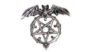 Bat on Pentagram Pendant - Sterling Silver